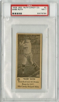 1928 George Ruth Candy Co. #2 Babe Ruth PSA NM 7 (Highest Graded Example)